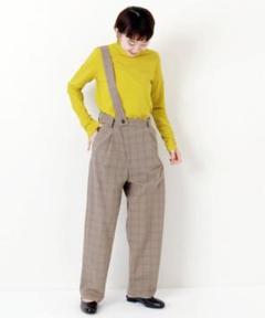 新品 ジャーナルスタンダード ワンショルダーサス付きチェック柄パンツ ベージュ