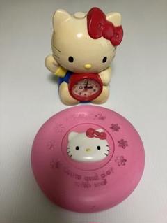 【ジャンク品】ハローキティ目覚まし時計+フリスビーセット