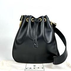 極美品■グッチ ホースビット ドローストリング ショルダーバッグ 巾着型 黒色のサムネイル