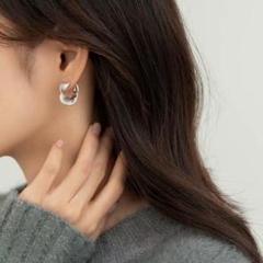 ピアス フープ 韓国 レディース ツイストテクスチャ 金属アレルギー対応