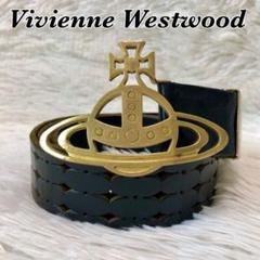 Vivienne Westwood レザーベルト ブラック ゴールドオーブ