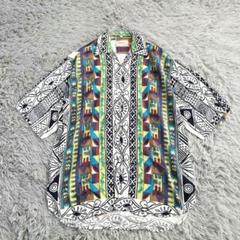 美品【JAMAICA】(2)アロハシャツ 総柄シャツ 半袖 オープンカラー