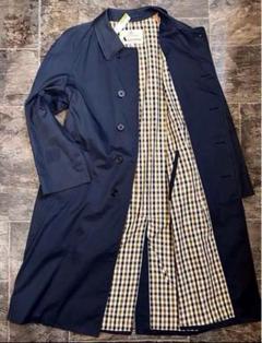 【美品】Aquascutum裏地チェック比翼ステンカラーコート38イングランド製 美品】Aquascutum裏地チェック比翼ステンカラーコート38