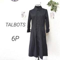 9374 TALBOTS タルボット ドット柄シャツワンピース 膝下丈