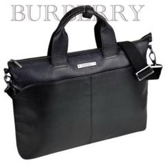 美品✨バーバリーブラックレーベル BURBERRY レザー ビジネスバッグ　黒