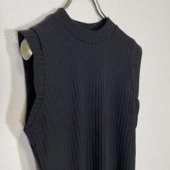 ゴージ【F】ノースリーブ ロング ワンピース ブラック リブ ストレッチ