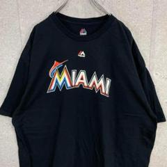 マジェスティック　MBL マイアミマーリンズ　チームロゴプリントTシャツ2XL
