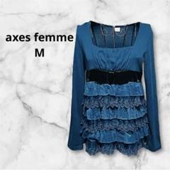 axes femme⭐︎M⭐︎レースフリルプルオーバー　ネイビー　アクシーズファム