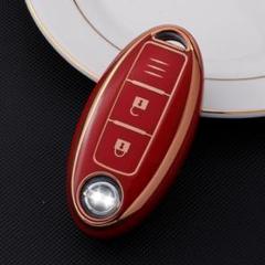 日産Nissan スマートキーケース TPU キーカバー レッド×ゴールド