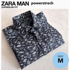 ZARA MAN 総柄プリントシャツ＜M＞ブラック　SUPERSLIM FIT