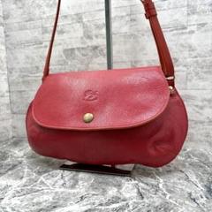 美品✨ イルビゾンテ ショルダーバッグ クロスボディバッグ レッド レザー 刻印
