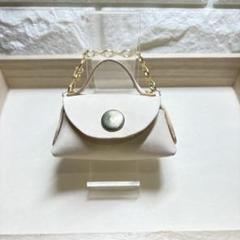 【ヌメ革】刻印可 ミニバッグチャーム 小物入れ ナチュラル 1個 9×7cm