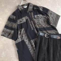 used レトロ 古代柄 ブラウス シャツ 古着 ヴィンテージ vintage