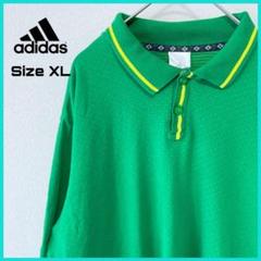 アディダス ポロシャツ XL 古着 黄色ドット 緑 ワンポイントロゴ.25