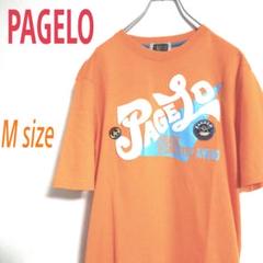 PAGELO パジェロ 刺繍ビッグロゴ Tシャツ デカロゴ オレンジ色