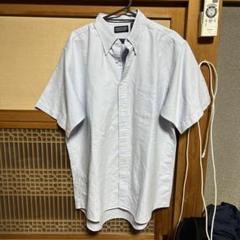 USA古着 LANDS'END　半袖ボタンシャツ2XL相当　ブルー　シャンブレー