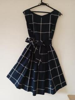 BURBERRY BLUELABEL チェック Aライン ワンピース ネイビー
