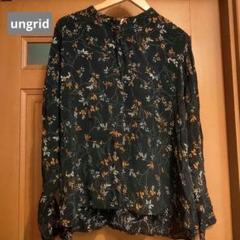 ungrid 花柄長袖ブラウス ブラック