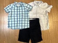 【jacadi】チェックシャツ2枚&ショートパンツセット3A 95 セット売り