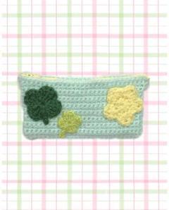 ⭐️値下げ中⭐️ 刺繍ポーチ クローバー ハート　ハンドメイド　編み物