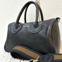 【超人気✨美品/2way】ヤングオルセン　ミニボストン　シボ革　ブラック　希少
