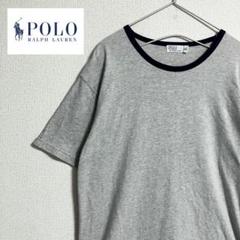 POLO RALPH LAUREN リンガー Tシャツ グレー　L 刺繍ロゴ