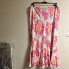CATO WOMAN 花柄フラダンススカ 22/24wゆったりサイズ白 ピンク