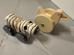 木製おもちゃ ウシさんのカタカタとアヒルの手押し車 乳幼児向け