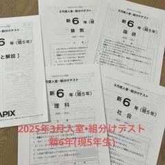最新！未使用原本！新6年2025年3月度入室組分けテスト　解答用紙付 最新❗️サピックス3年7月入室・組分けテスト原本＋3テスト