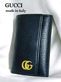 美品☆GUCCI GGマーモント　レザー　キーケース　ユニセックス　ブラック