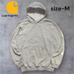 カーハート Carhartt パーカー スウェット グレー 袖ロゴ Mサイズ