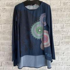 デシグアル Desigual 青レース編み長袖チュニック M デシグアル Desigual トロピカル チュニックワンピース （グレー