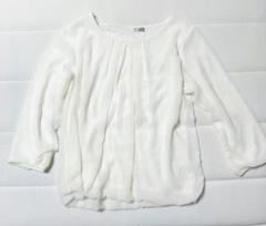 【美品】ホワイト シフォン 五分袖シャツ