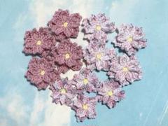 花モチーフ12個セット(二重桜) かぎ編み　モチーフ編み　レース糸　かぎ針編み