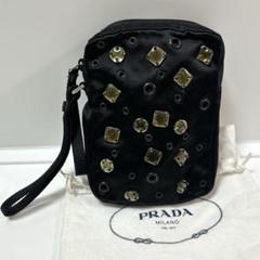 PRADAプラダ　ビジューバッグ　ポーチ　ブラック