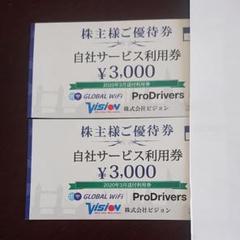 ビジョン株主優待 自社サービス利用券3000円2枚