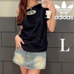 新品L⭐️adidas オフショルダー Tシャツ キャンパス 2000 ブラック