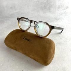 美品　Lesca LUNETIER　ピカ　クラウンパント眼鏡　グレー　コニャック