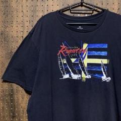 US古着　ノーティカ　プリント　半袖Tシャツ　ダークネイビー　T2T025