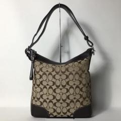 2505-175｜美品｜コーチ シグネチャー ショルダーバッグ ダークブラウン