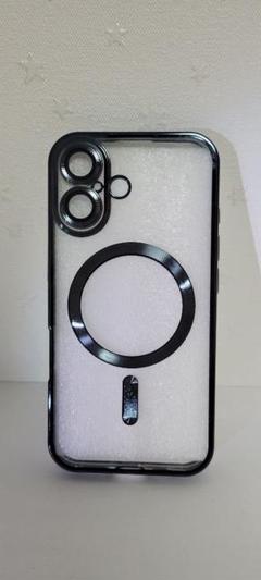 ★新品　iPhone16ケース　ブラックMagSafe対応耐衝撃クリアケース