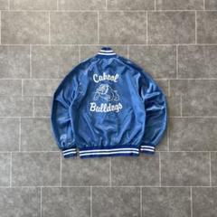 80-90's USA製 ブルドッグ サテン スタジャン ショートブルゾン 青