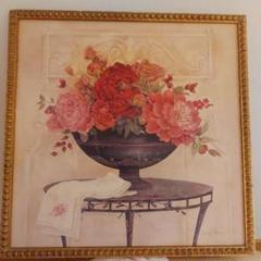 キャサリン.ホワイト( ゴージャス薔薇の絵 )金色木製フレーム キャサリン.ホワイト( ゴージャス薔薇の絵 )金色木製フレーム