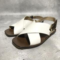 未使用級 JIMMY CHOO レザー バックストラップ サンダル 白 23cm ジミーチュウ JIMMY CHOO レザーサンダル クロスストラップ 白