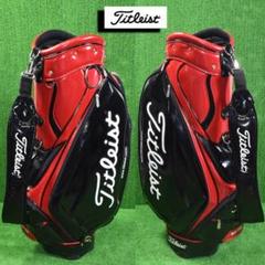 Titleist/タイトリスト エナメル キャディバッグ９型【黒×赤】美品！ Titleist/タイトリスト エナメル キャディバッグ9型【黒×赤