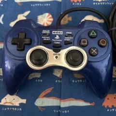 PS2 ホリ アナログ振動パッド コントローラー ブルー 動作確認済み
