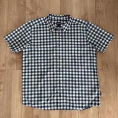 美品　patagonia オーガニックコットン　半袖シャツ　チェック　青系　XL