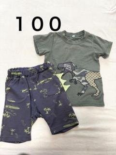 男の子　半袖Ｔシャツ　半ズボン　夏服　恐竜　サイズ１００