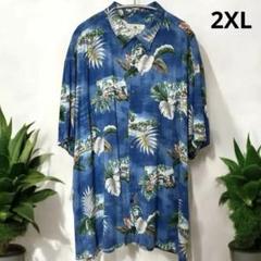 Island Shores アロハシャツ ヴィンテージ ブルー 2XL