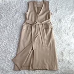 近年　ユナイテッドアローズ　ロングジレ　ベルト　ベージュ　サイズフリー